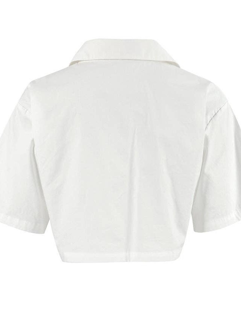 Cropped White Utility Button-Front Shirt - Picture 2 of 4